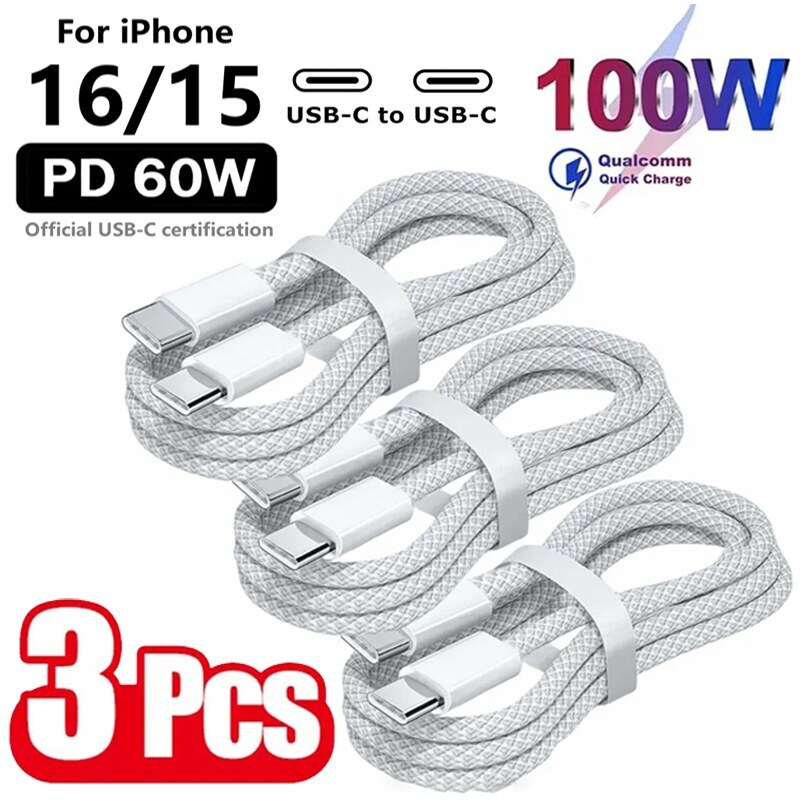 USB C Cable to 100W Fast Charging Charger Supports for Iphone 16 15 Samsung