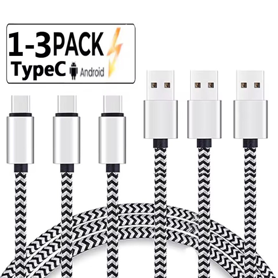 USB Type C Cable 2.4A Fast Charging Battery Charger Wire Woven Nylon Data